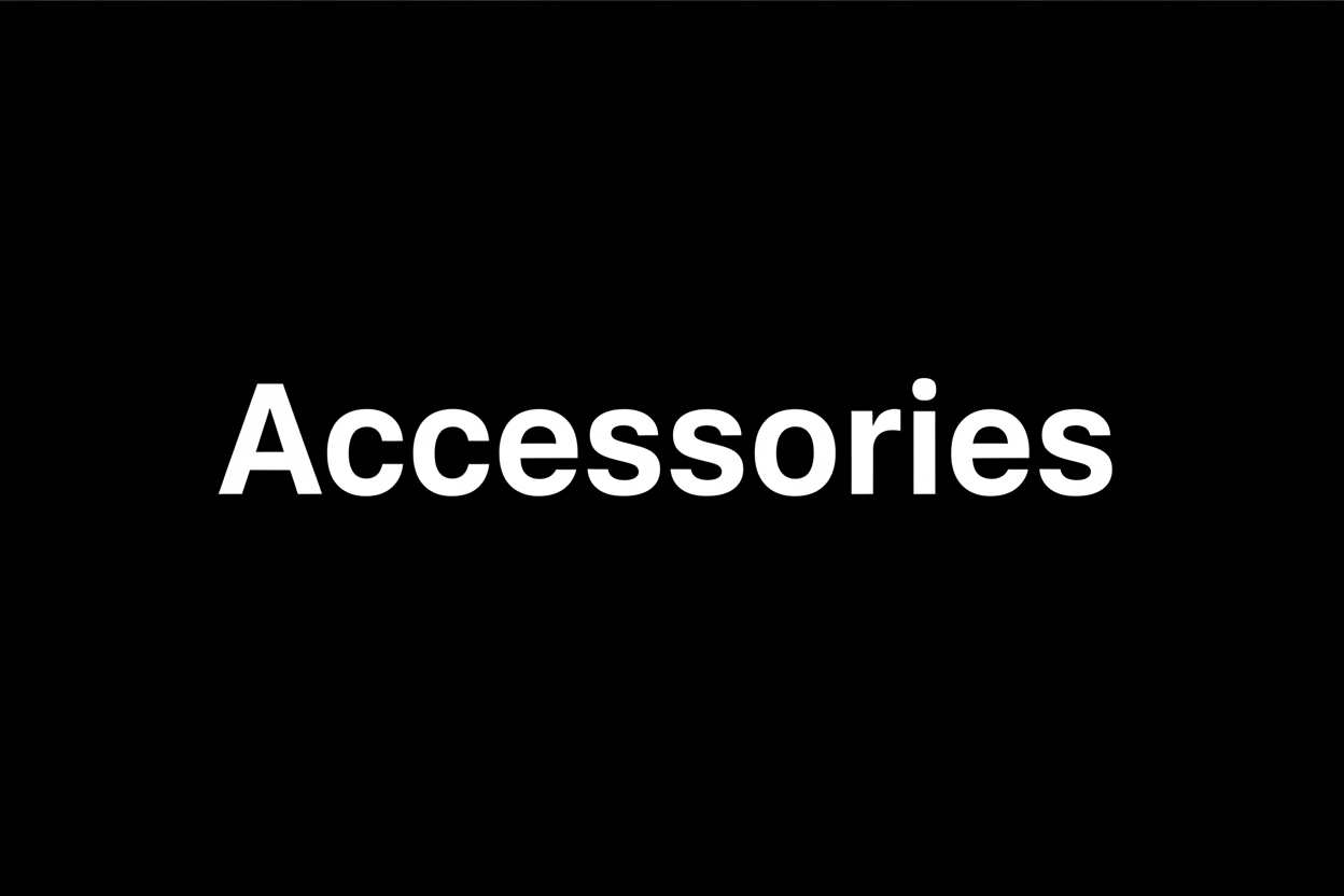 the word Accessories  with a Black Background